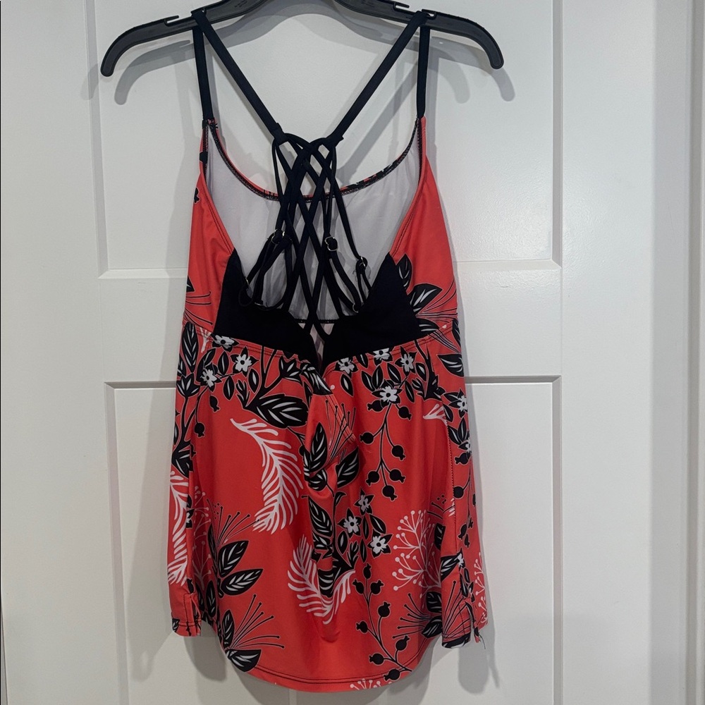 Swim Top Coral Floral Tankini top only - Picture 2 of 9